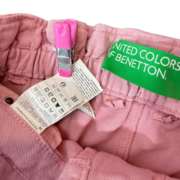 United Colors of Benetton Paperbag Trousers Womens 2 Tapered Pants PINK Twee 90s - Picture 5 of 8
